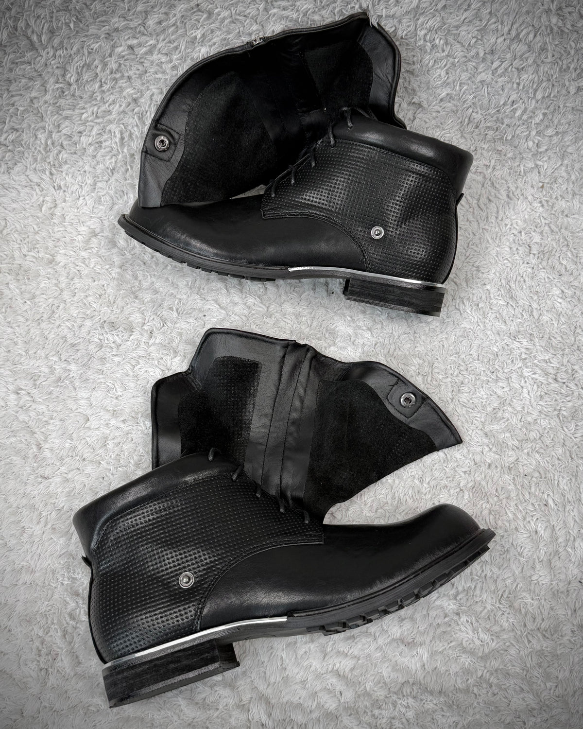 Grained Flap Over Leather Boots
