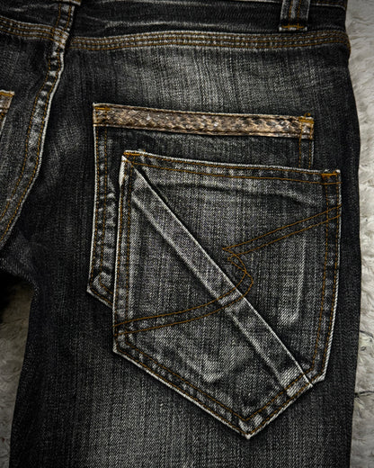 Semantic Design Python Detailed Luster Clawmarks Coated Bootcut Jeans