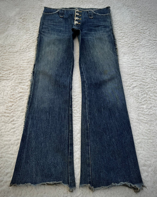 Back Bone Fringed Raw Constructed Flared Denim