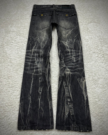 Black Baccara Whiskered Storm Washed Bootcut Jeans