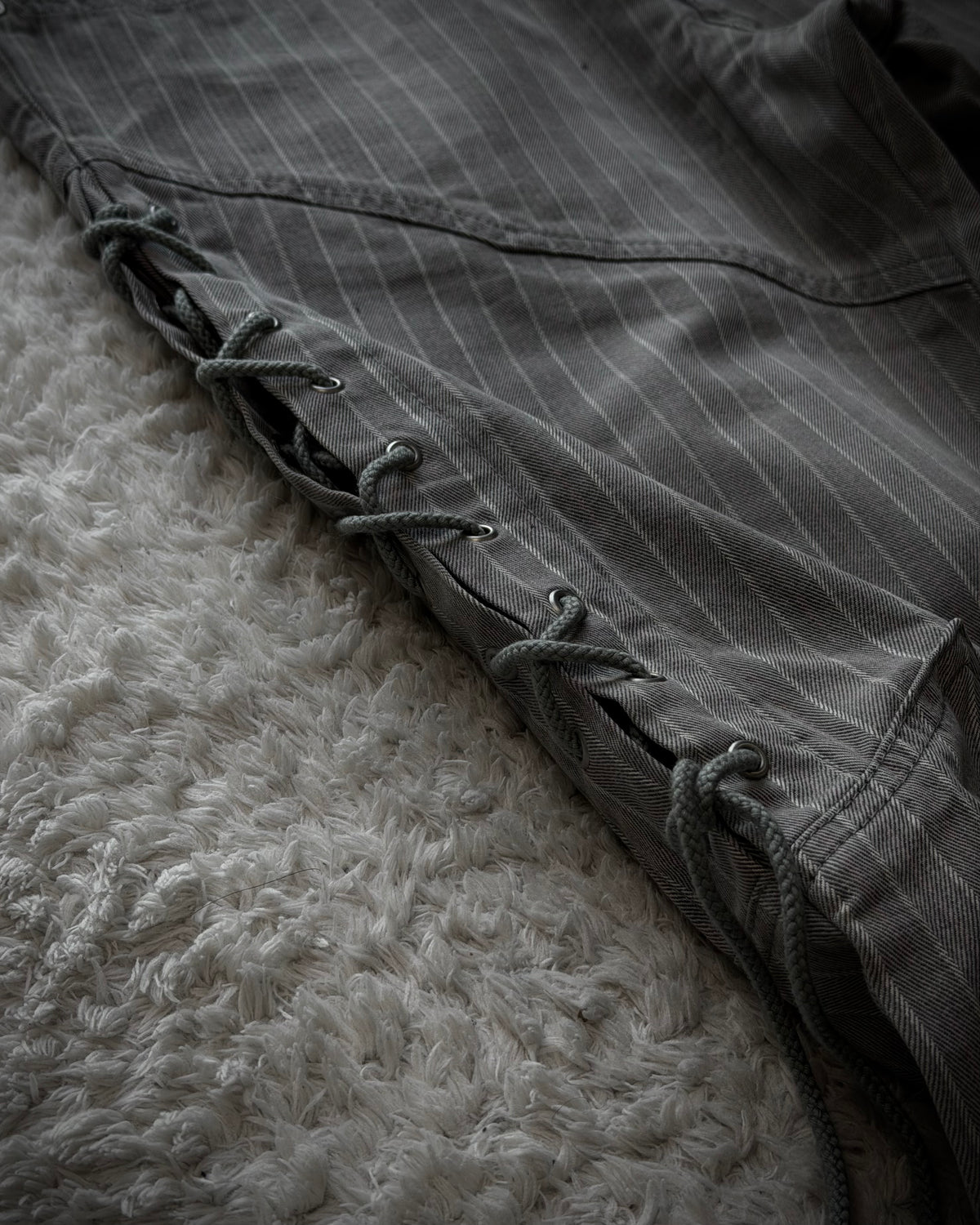 Semantic Design Lace Up Pin Stripe Flared Pants