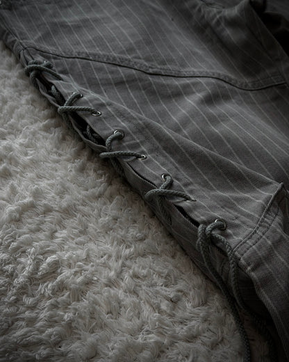 Semantic Design Lace Up Pin Stripe Flared Pants