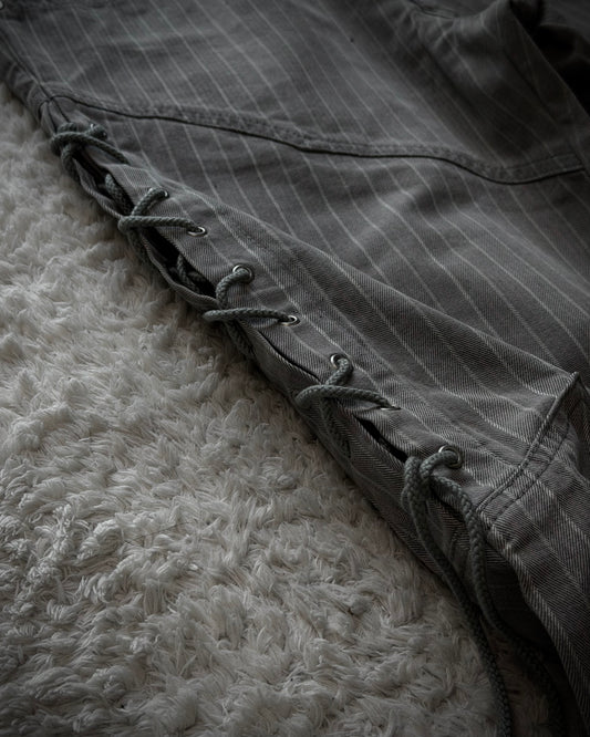 Semantic Design Lace Up Pin Stripe Flared Pants