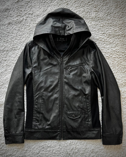 Xfrm Full Zip Hooded Faux Leather Jacket