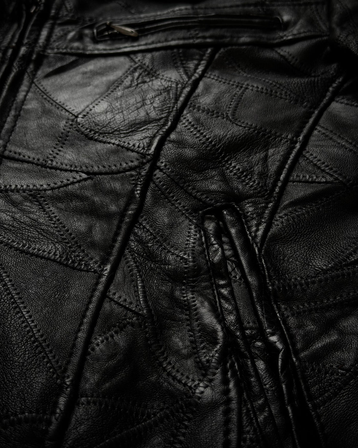 Semantic Design Scar Stitched Leather Patchwork Jacket