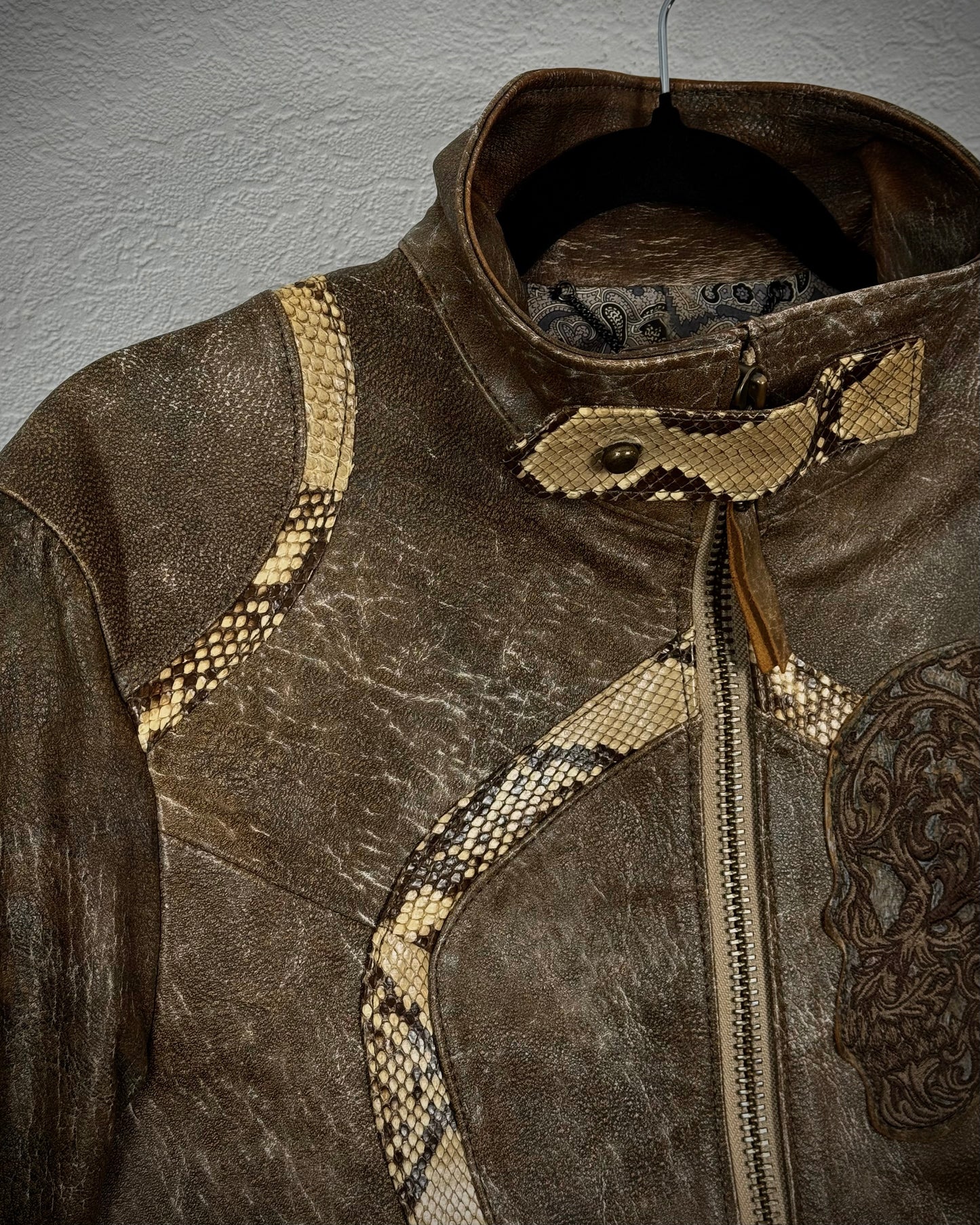 Obelisk Python Skull Leather Jacket