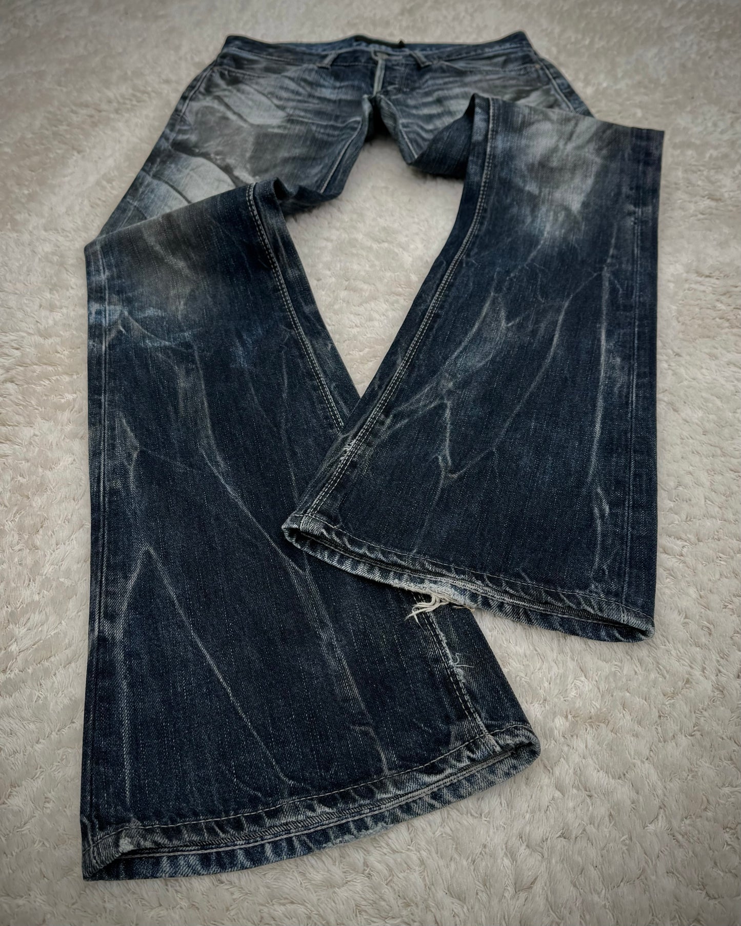 Fuga Claw Marks Washed Snakeskin Flared Jeans