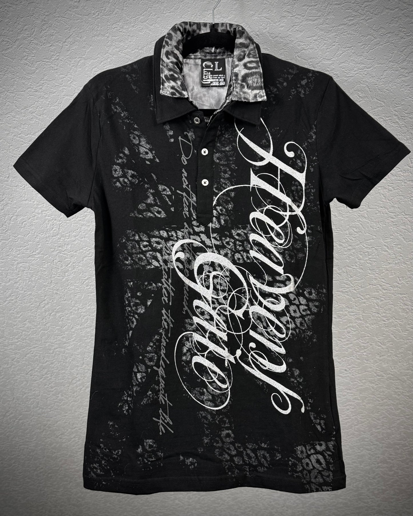 Leopard Poem Luster Double Layered Polo Shirt