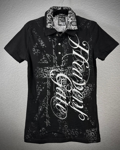 Leopard Poem Luster Double Layered Polo Shirt