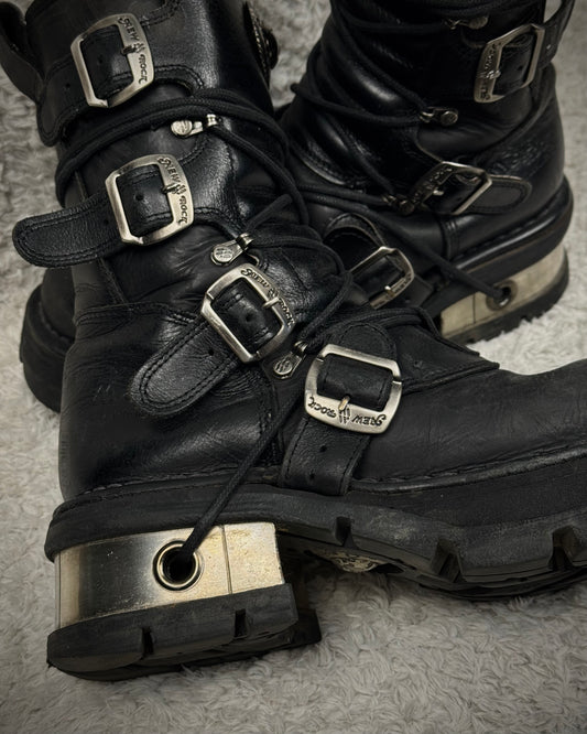 New Rock Steel Heel Leather Boots