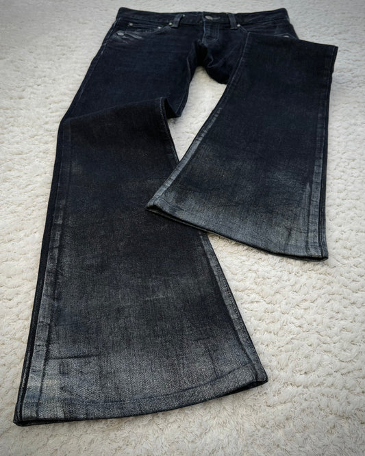 Tornado Mart Metallic Fade Washed Flared Denim