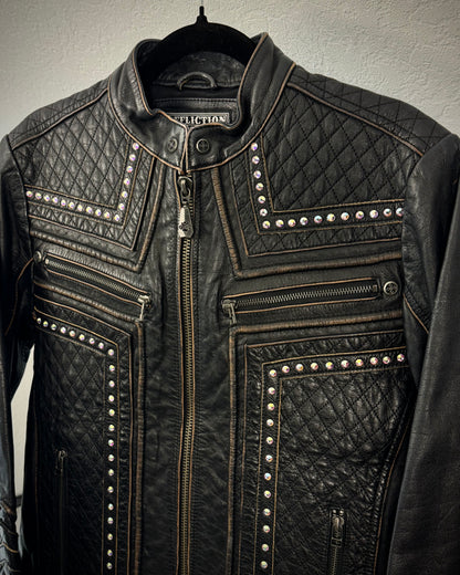 Affliction Limited Edition 3D Fleur De Lis Leather Jacket