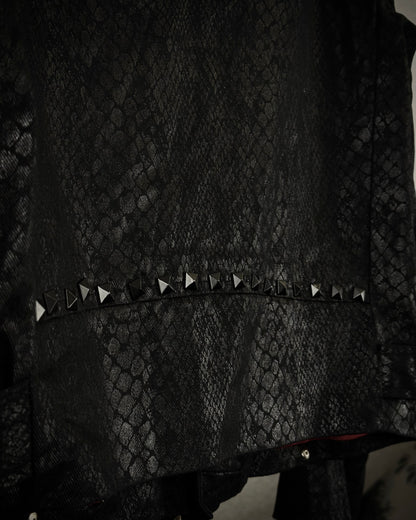 By The R Python Waxed Studded Biker Jacket