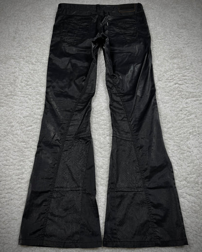 Tornado Mart Python Shimmer Coated Flared Pants