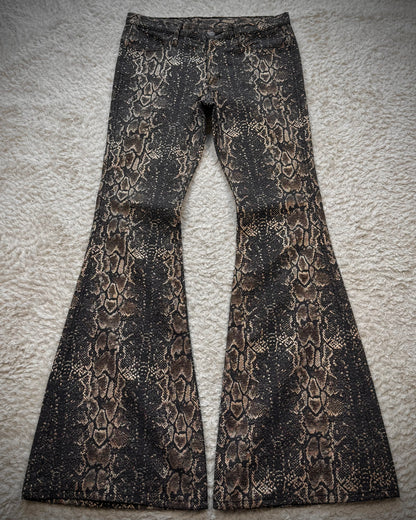 Dee Dee Python Woven Bell Bottom Flared Pants