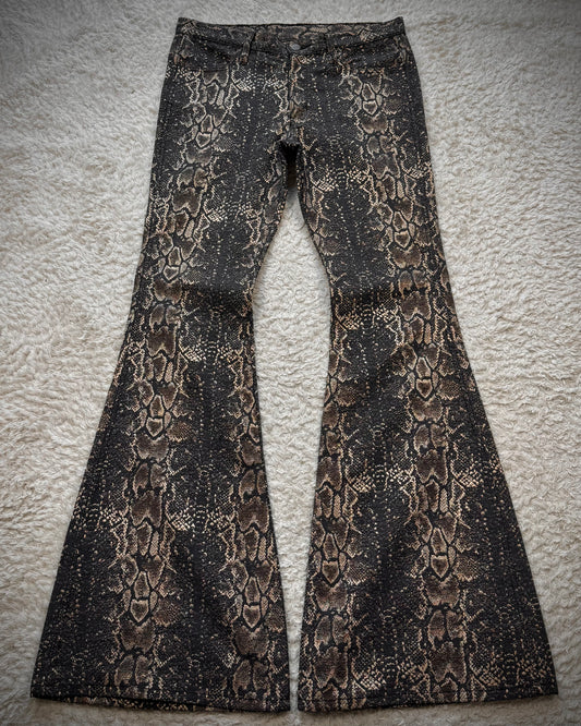 Dee Dee Python Woven Bell Bottom Flared Pants