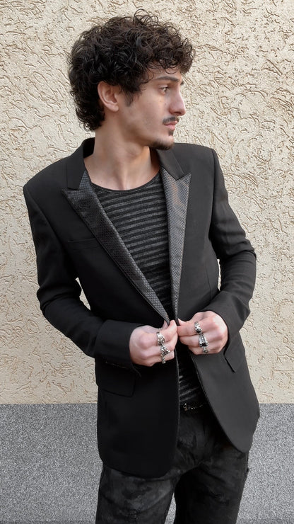 Saint Laurent Paris SS15 Python Lapel Blazer