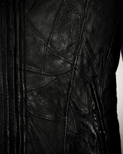 Semantic Design Scar Stitched Leather Patchwork Jacket
