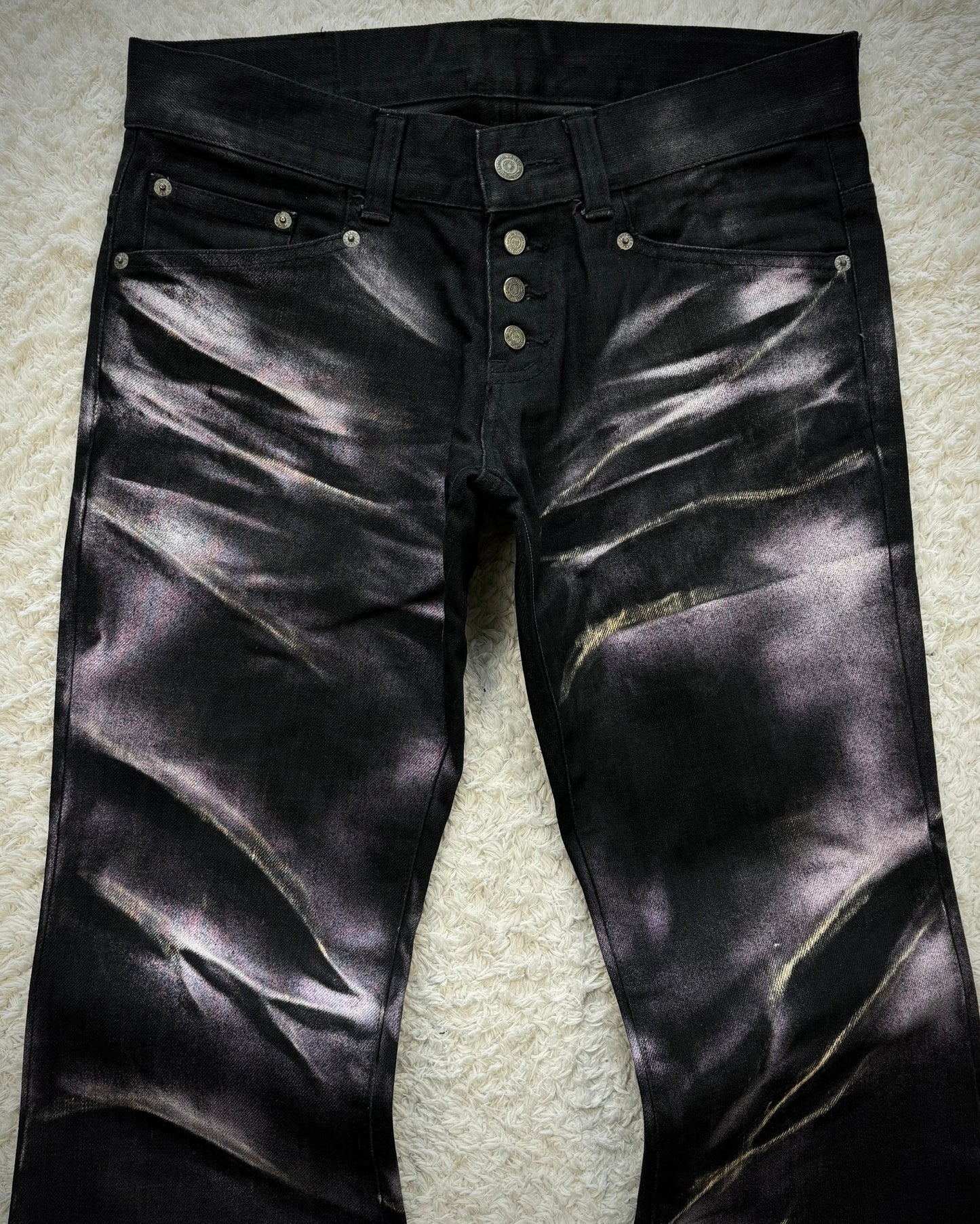 Tornado Mart Chrome Clawmarks Washed Flared Jeans