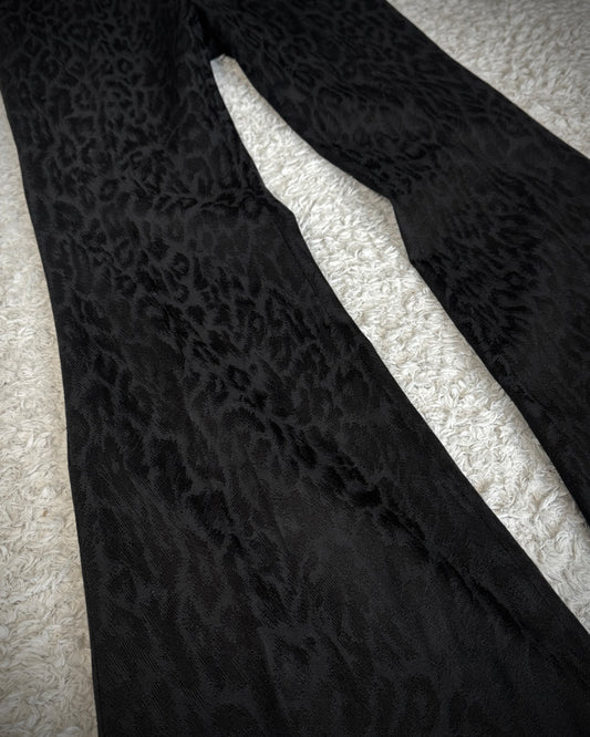 Tornado Mart Leopard Woven Pleated Flared Pants
