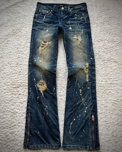 Lagust Luster Splatter Whisker Washed Bootcut Jeans