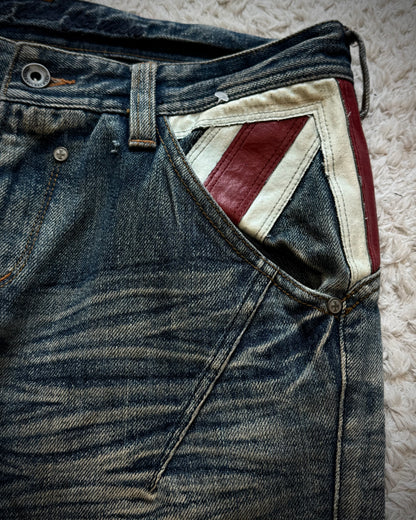 Nicole Club Leather UK Flag Whiskered Denim