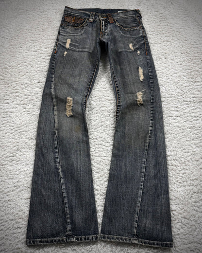 Semantic Design Python Detailed Spiral Flared Jeans