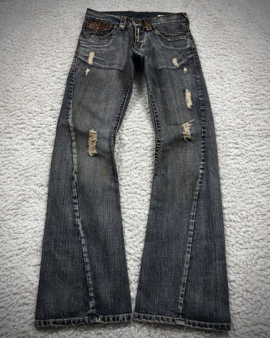 Semantic Design Python Detailed Spiral Flared Jeans