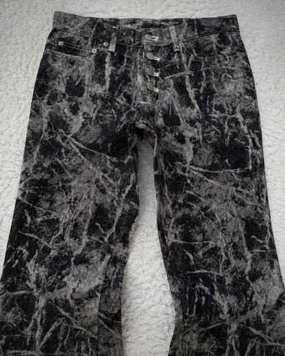 Tornado Mart Cracked Marble Wash Flared Jeans