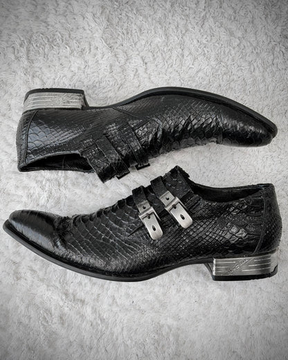 New Rock Python Textured Steel Heel Leather Boots