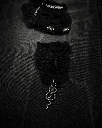 K.U.I Pierced Python Detailed Lace Up Flared Jeans