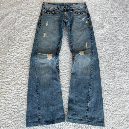Semantic Design Studded Pockets Spiral Bootcut Jeans