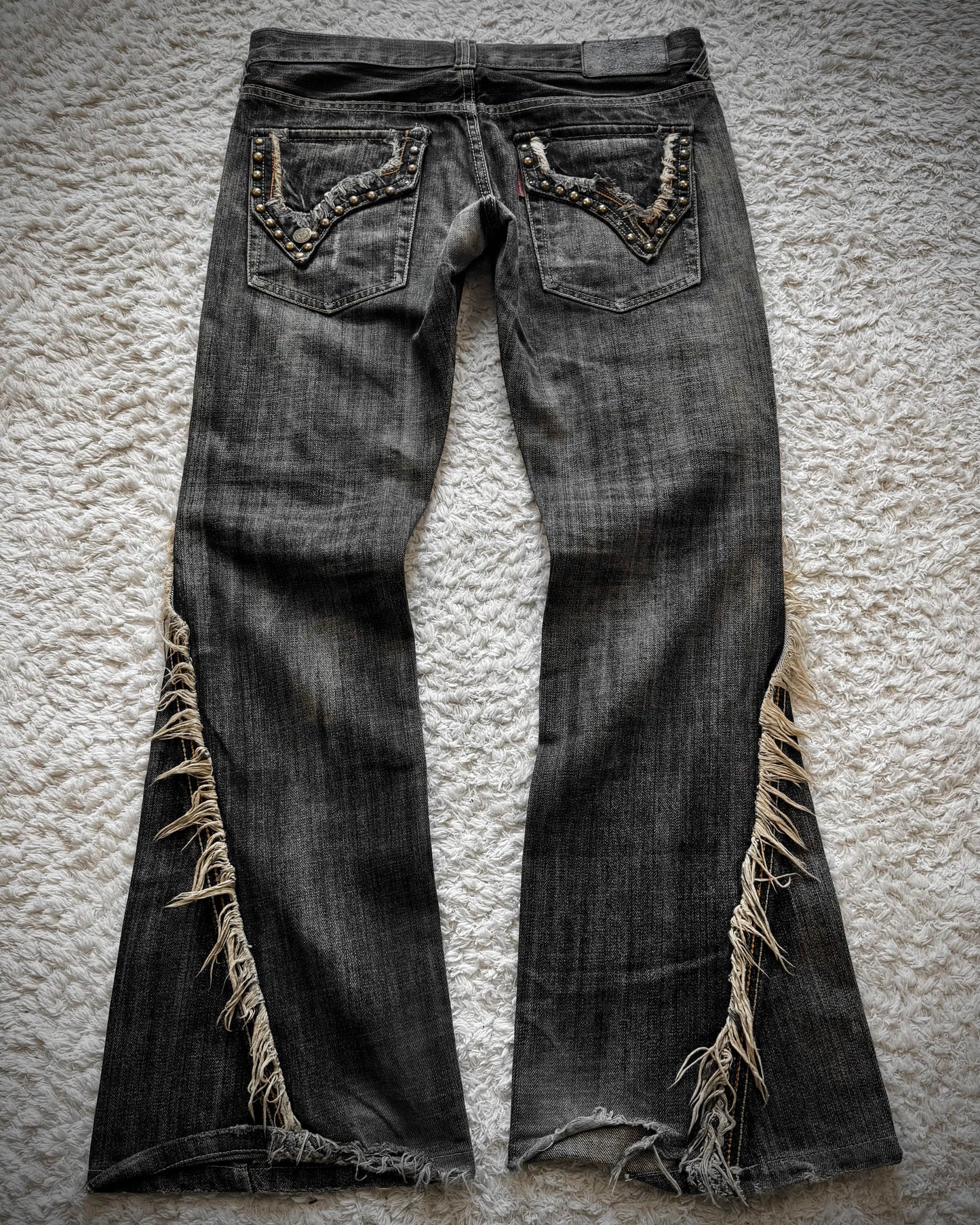 Tornado Mart Spiral Fringe Western Flared Jeans