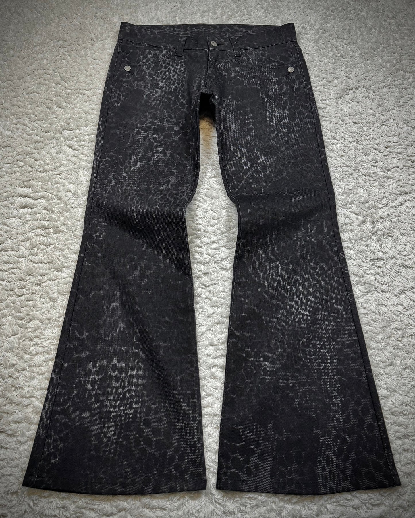 Tornado Mart Leopard Pattern Flared Jeans