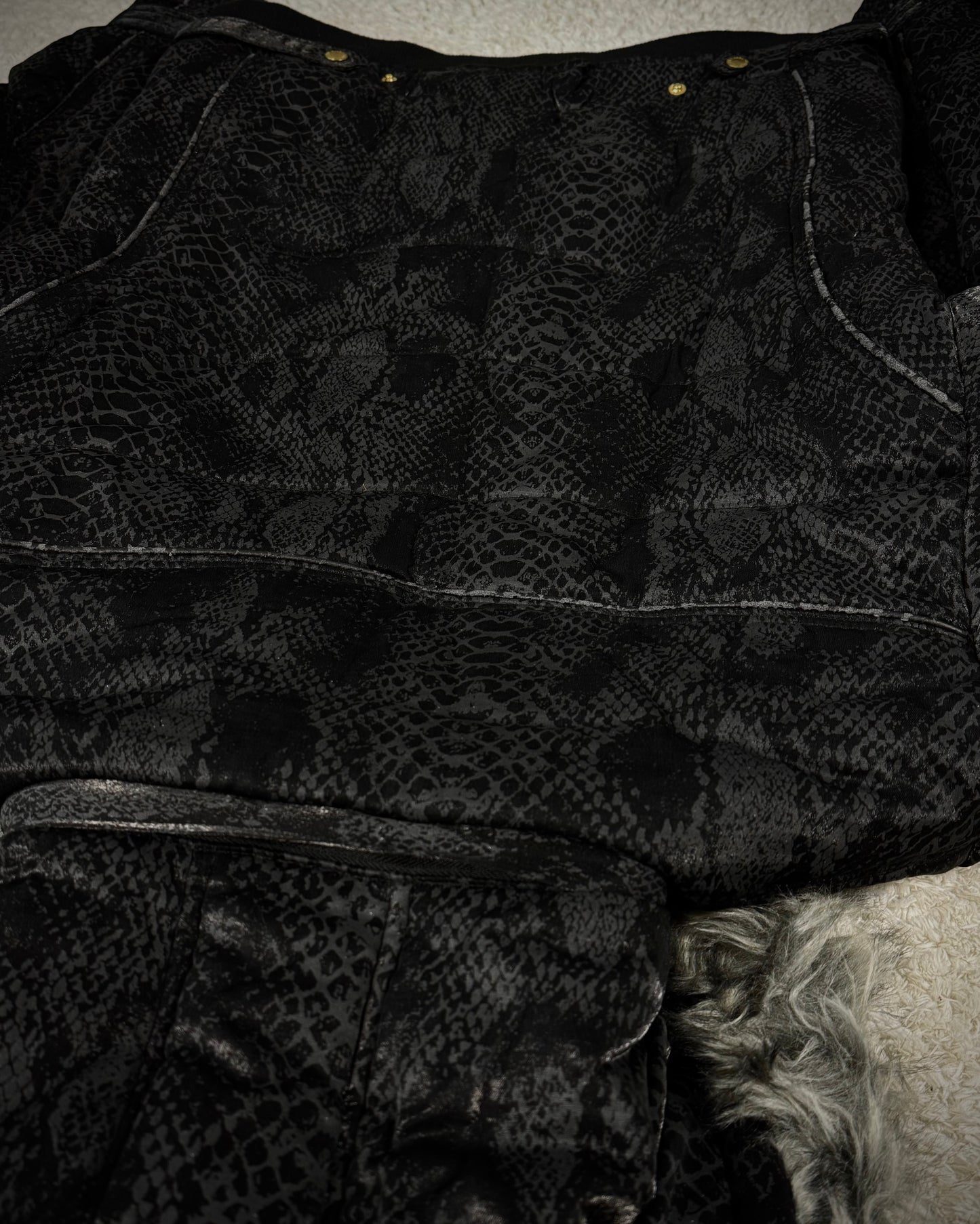 Bernings Sho Python Pattern Fur Hood Puffer Jacket