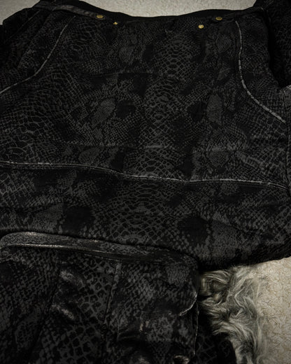 Bernings Sho Python Pattern Fur Hood Puffer Jacket