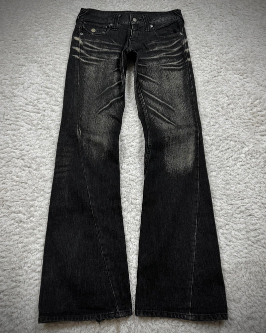 Tornado Mart Clawmark Washed Spiral Flared Jeans