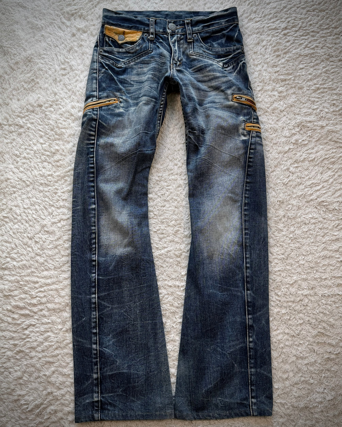 Rattle Trap Leather Flap Whiskered Bootcut Jeans