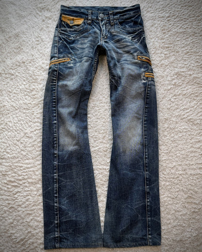 Rattle Trap Leather Flap Whiskered Bootcut Jeans