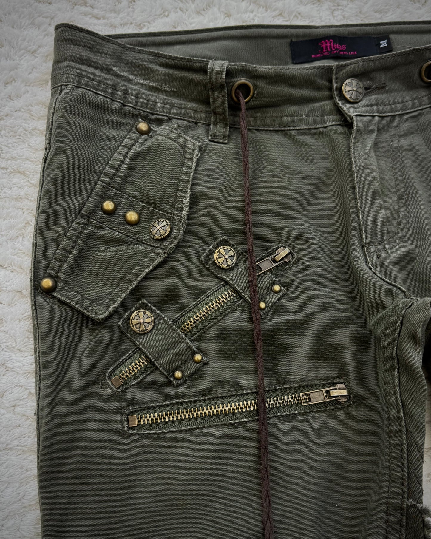 Midas Military Studded Laced Flared Cargo Pants
