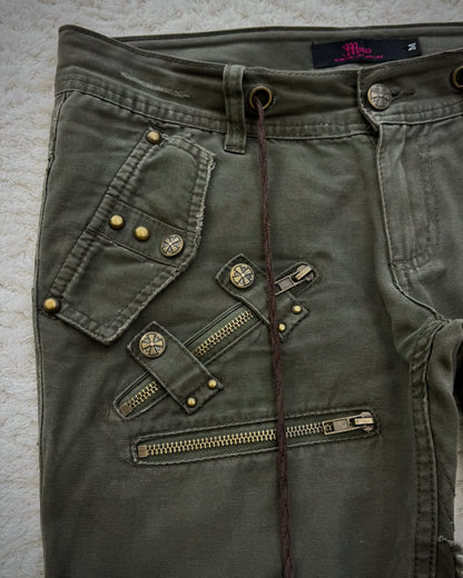 Midas Military Studded Laced Flared Cargo Pants