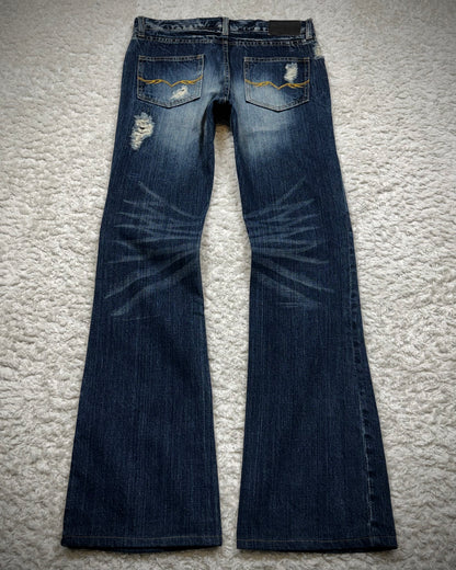 Fuga Stitch Repaired Clawmarks Washed Bootcut Jeans