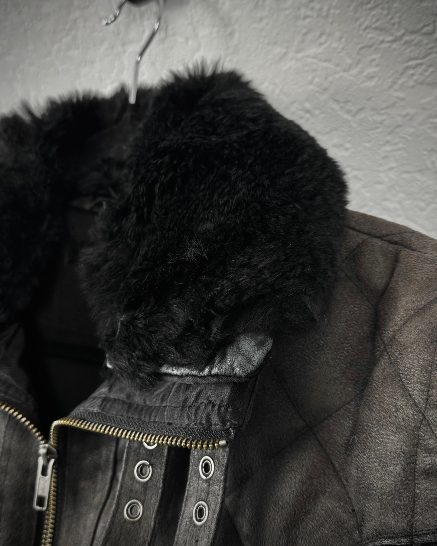 Schlüssel Rabbit Fur Lace Up Transformable Puffer Jacket