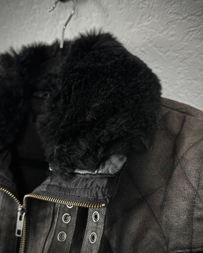 Schlüssel Rabbit Fur Lace Up Transformable Puffer Jacket