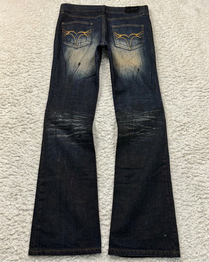Jack Rose Clawmarks Coated Flared Jeans