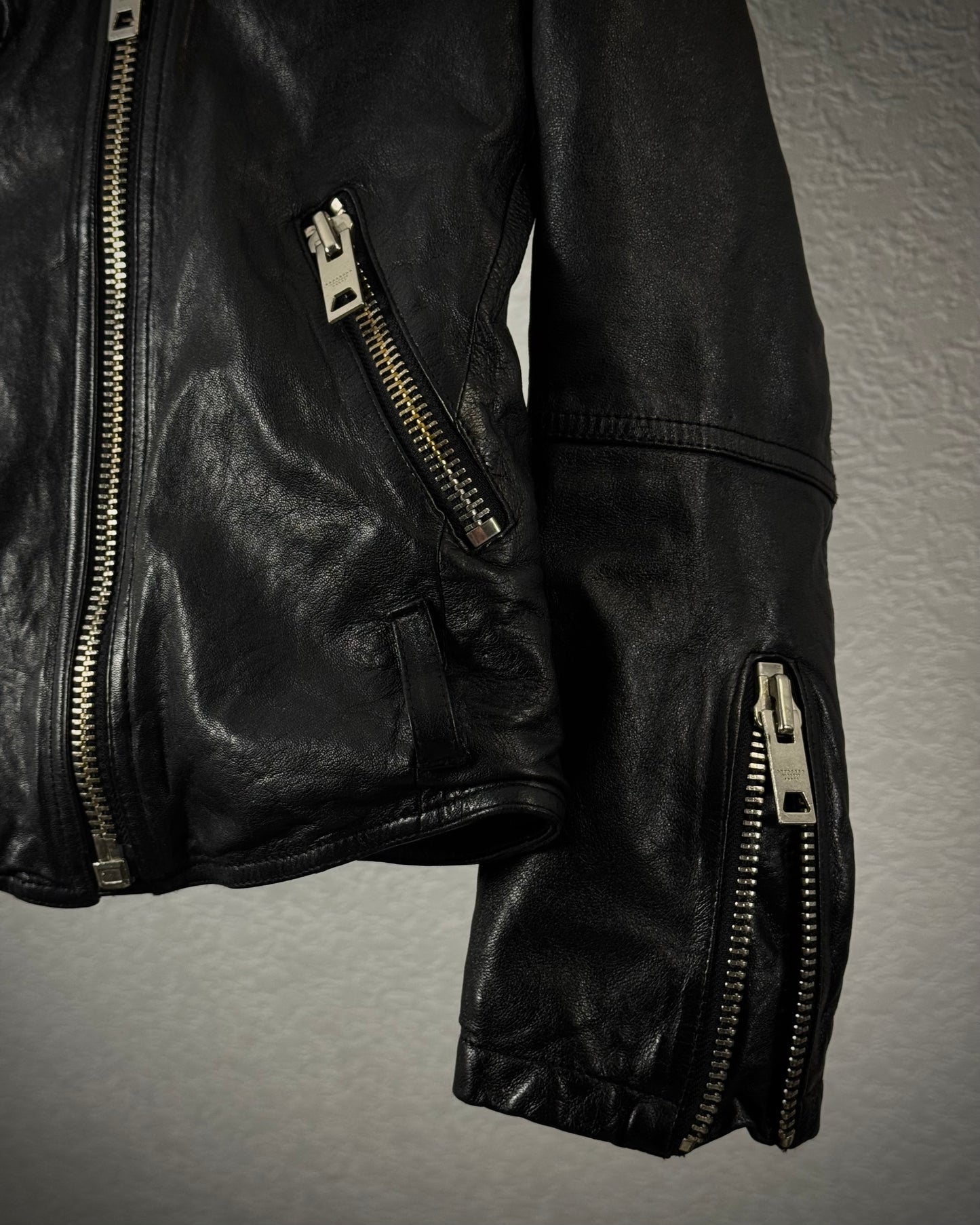 D&J Collection Leather Biker Jacket