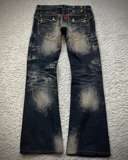 Semantic Design Double Flap Mud Whisker Wash Bootcut Jeans