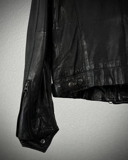 Edge Rupert Asymmetrical High Neck Leather Jacket