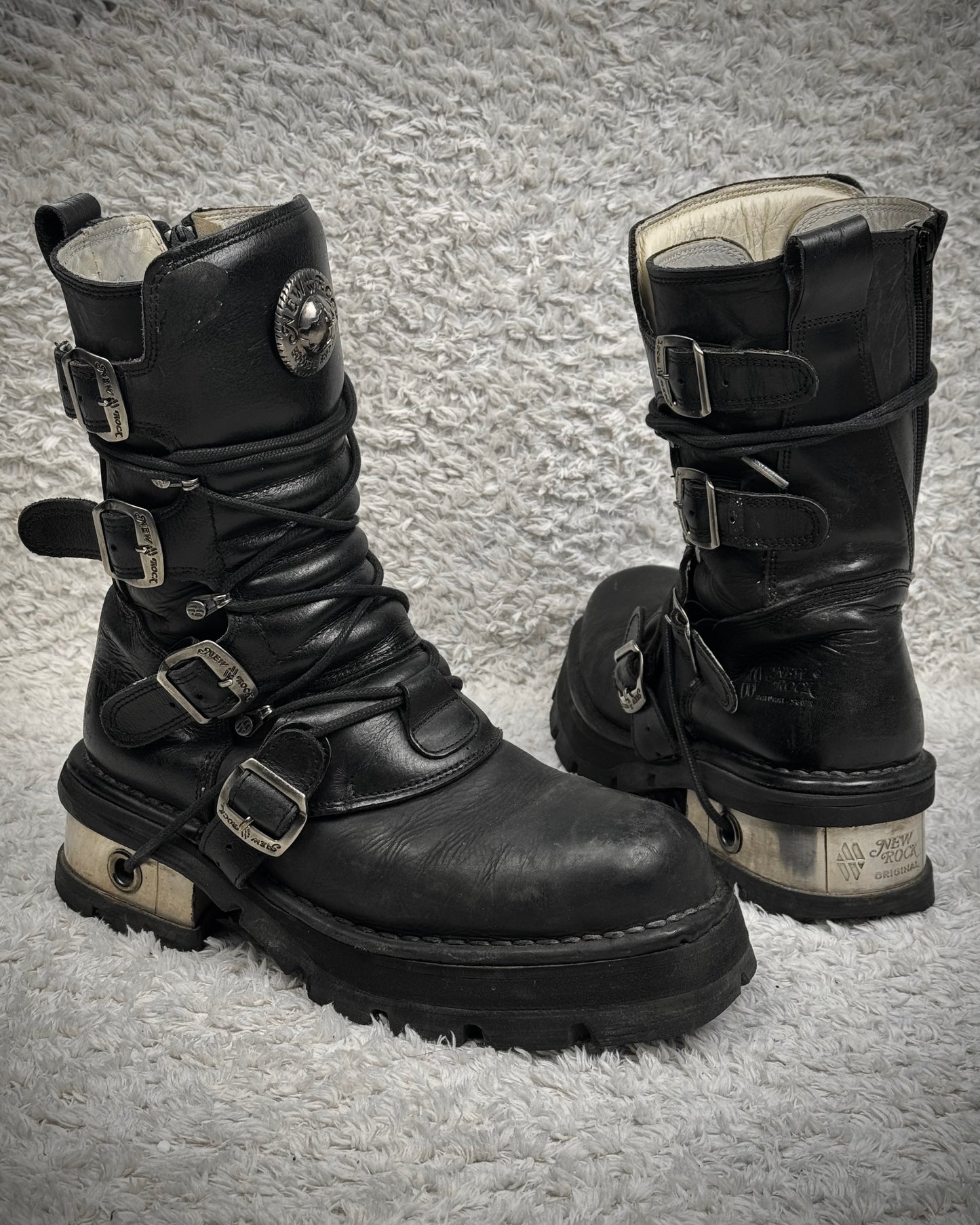 New Rock Steel Heel Leather Boots