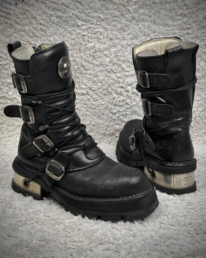 New Rock Steel Heel Leather Boots